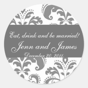 Rond Sticker Favor de mariage Mangez, buvez et soyez ma