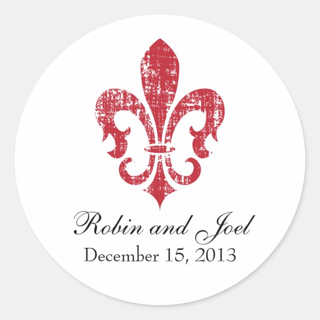 Rond Sticker Favor de mariage | Nouvelle-Orléans | Roug (Devant)