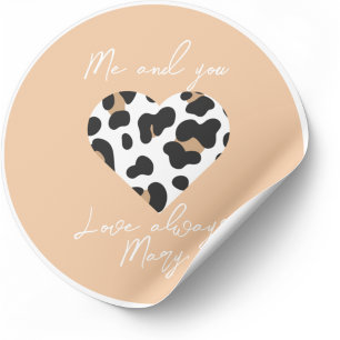 Rond Sticker Favor de Peach Fuzz - Heart Print