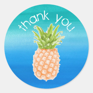 Rond Sticker Favor Merci d'ananas tropical