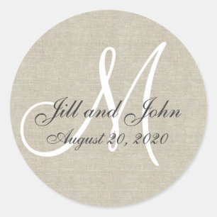 Rond Sticker Favor Monogramme Linen