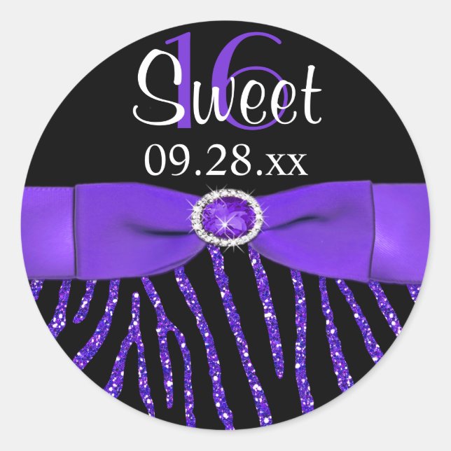 Rond Sticker Favori RIBBON Zebra Sweet 16 (Devant)