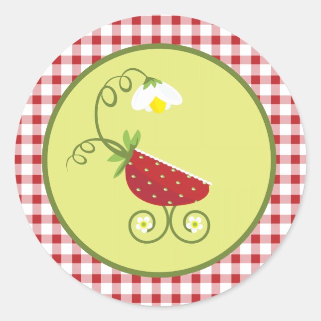 Rond Sticker Favour pour le transport de bébé fraise (Devant)