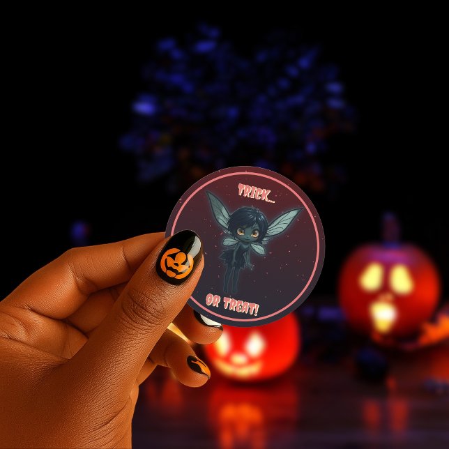 Rond Sticker Fée Halloween Trick or Treat (Créateur téléchargé)