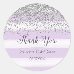 Rond Sticker Fête des mariées à rayures violettes