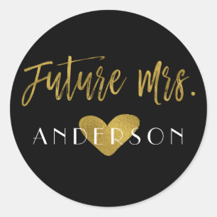 Rond Sticker Fête des mariées Gold Foil Future Mme