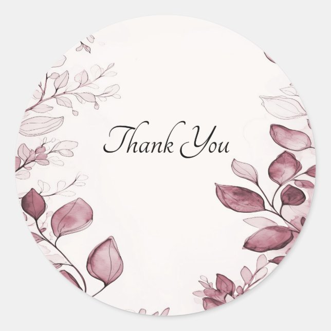 Rond Sticker Feuille rouge moderne (Devant)