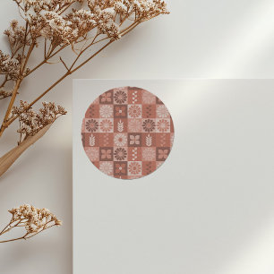 Rond Sticker Feuille Rustique Brown Burlap Flowers