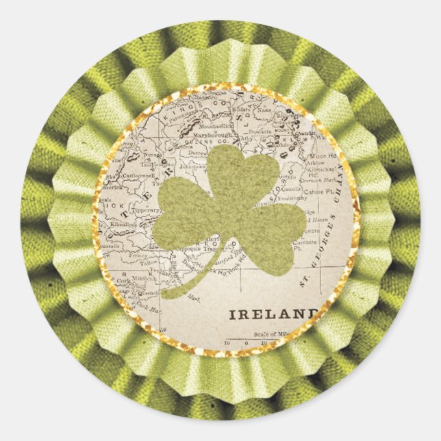 Rond Sticker feuille Shamrock de la Saint-Patrick (Devant)