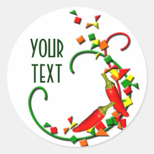 Rond Sticker Fiesta Chili Peppers