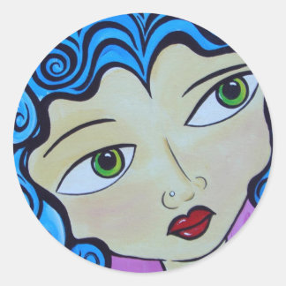 Rond Sticker fille Pop Art Punk
