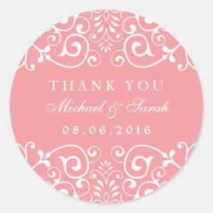 Rond Sticker Fleur Fête des mariées Fleur Rose Doux Fav