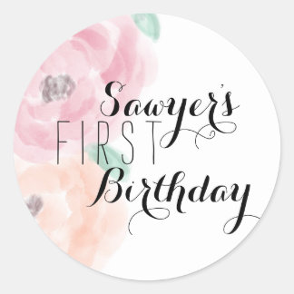 Rond Sticker Floral Anniversaire