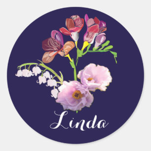 Rond Sticker floral avec nom