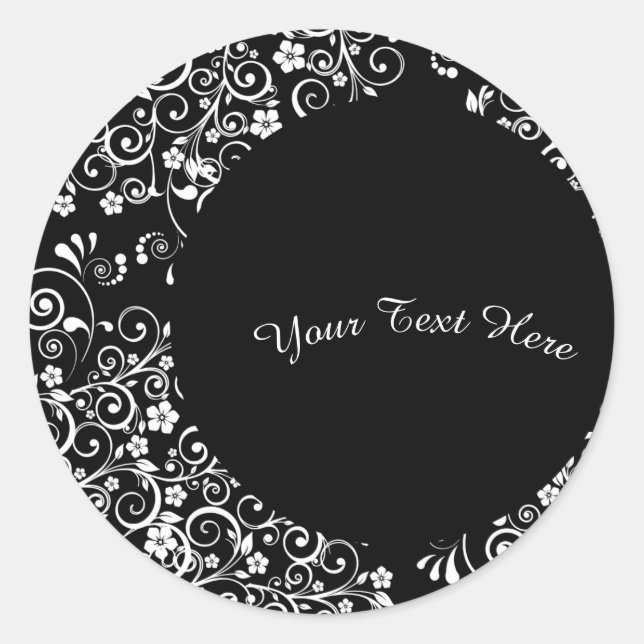 Rond Sticker floral blanc personnalisé Crescent Lune (Devant)