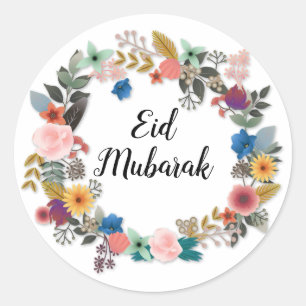 ROND STICKER FLORAL DE LA FLORALE EID MUBARAK