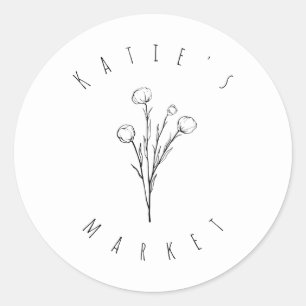 Rond Sticker floral minimal