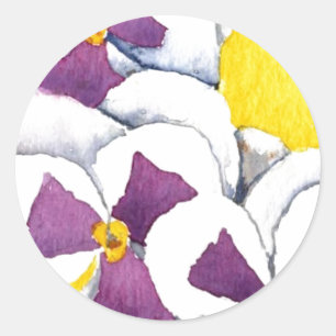Rond Sticker floral "Pansy #4"