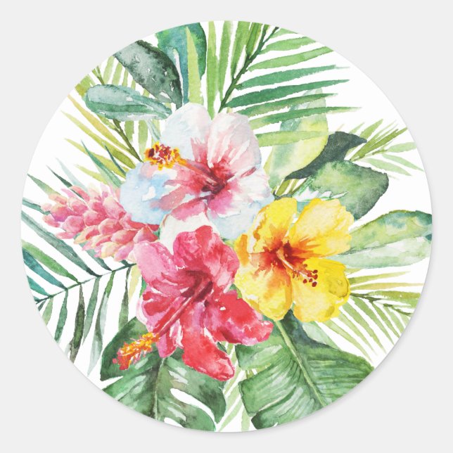 Rond Sticker floral tropical (Devant)