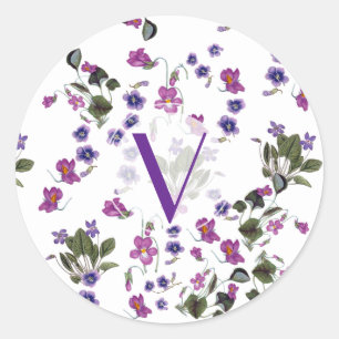 Rond Sticker floral violet personnalisé