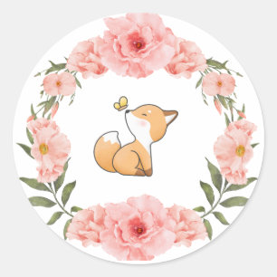Rond Sticker Flower Fox