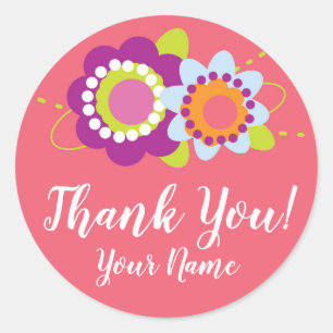 Rond Sticker Flower Merci personnalisé