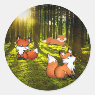 Rond Sticker Forest Fox