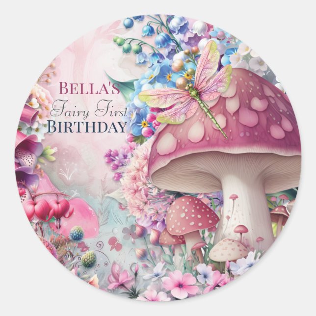 Rond Sticker Forêt de Fée de Champignons Magiques (Devant)
