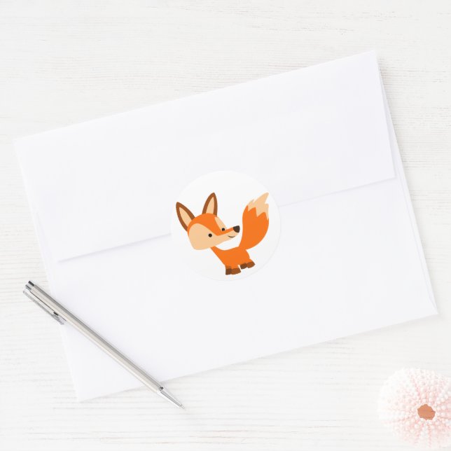 Rond Sticker Fox Cartoon sympa (Enveloppe)
