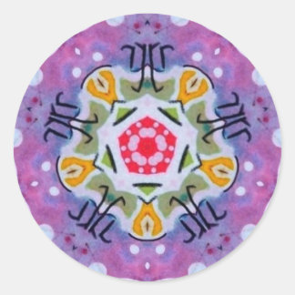 Rond Sticker Fractal Zodiac de géométrie sacrée violett