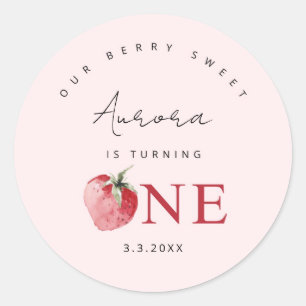 Rond sticker fraise 1er anniversaire. Berry first