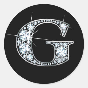 Rond Sticker "G" Faux-"Diamond Bling"