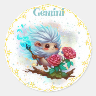 Rond Sticker Gemini de portée de hérisson élémentaire