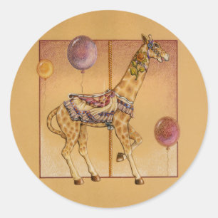 Rond Sticker - Giraffe de carrousel