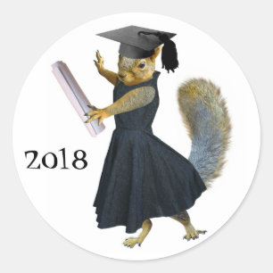 Rond Sticker Girl Squirrel Grad 2018