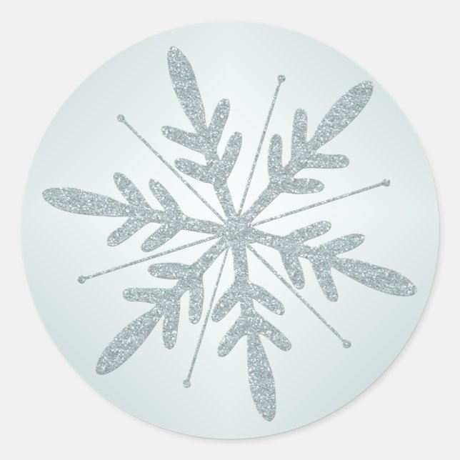 Rond Sticker Glittery Green Snowflake (Devant)