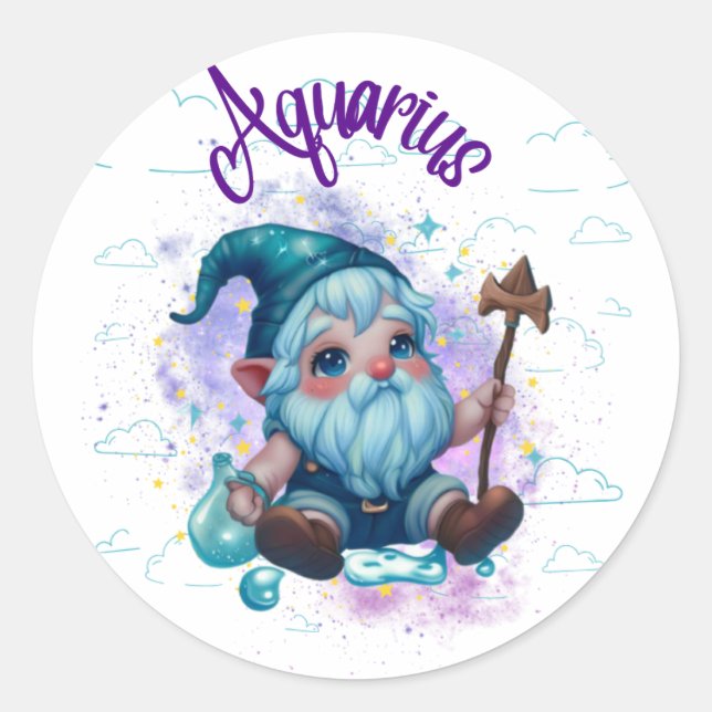 Rond Sticker Gnomoscope Aquarius (Devant)