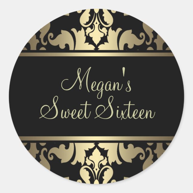 Rond Sticker Gold Royal Damask (Devant)