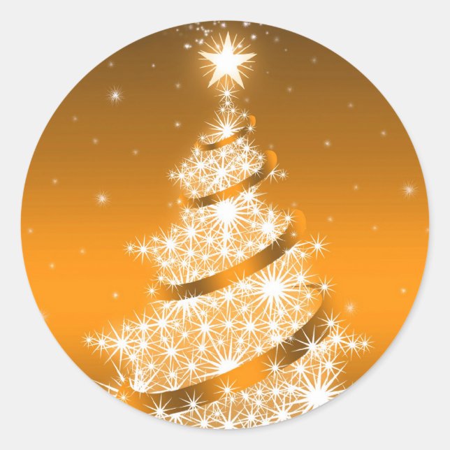 Rond Sticker Golden Elegant Christmas Tree (Devant)