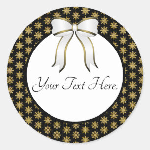 Rond Sticker Golden Snowflake
