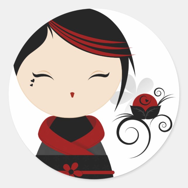 Rond Sticker Gothic Kokeshi (Devant)
