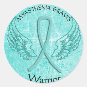 Rond Sticker guerrier Myasthenia Gravis Angel Wings
