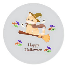 Sticker Halloween Chat sorcière personnalisable