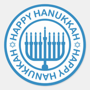 Rond Sticker Hanoukka Menorah