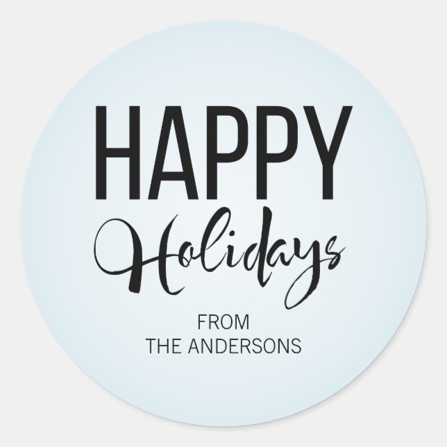 Rond Sticker Happy Holidays Ski d'hiver (Devant)