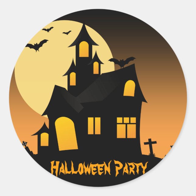 Rond Sticker Haunted House Halloween Party (Devant)