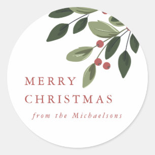 Rond Sticker Holiday Holly Round