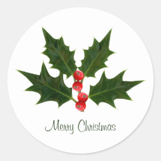 Rond Sticker Holly Christmas Joyeux Noël