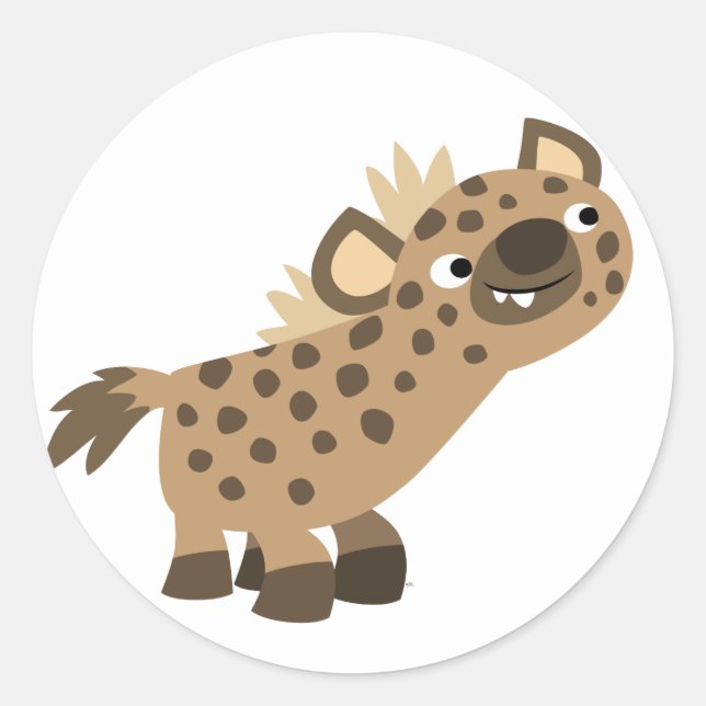 Rond Sticker Hyena Cartoon Curieux (Devant)