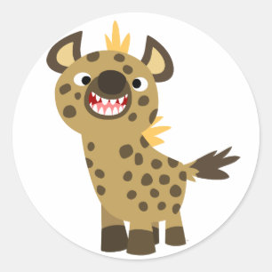 Rond Sticker Hyena Cartoon Doux et Souriant
